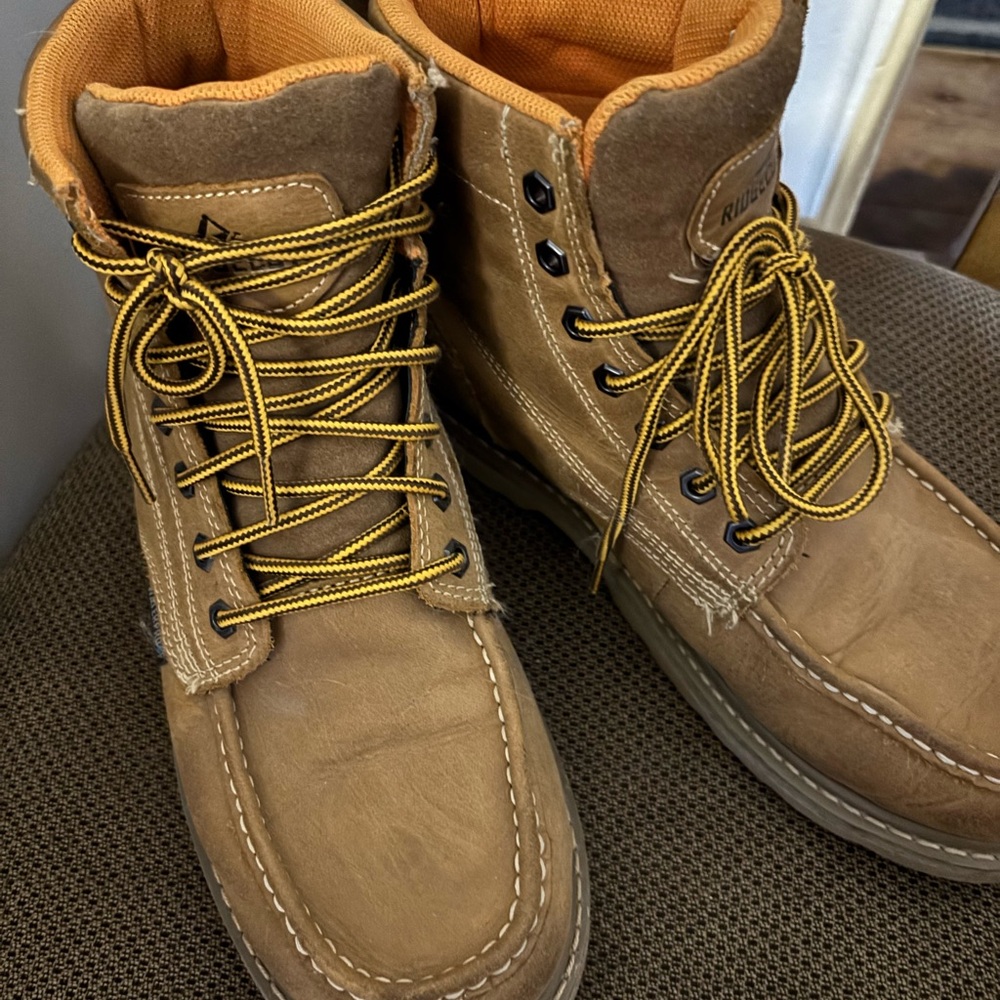 Men's Tan Work Boots with Yellow Laces